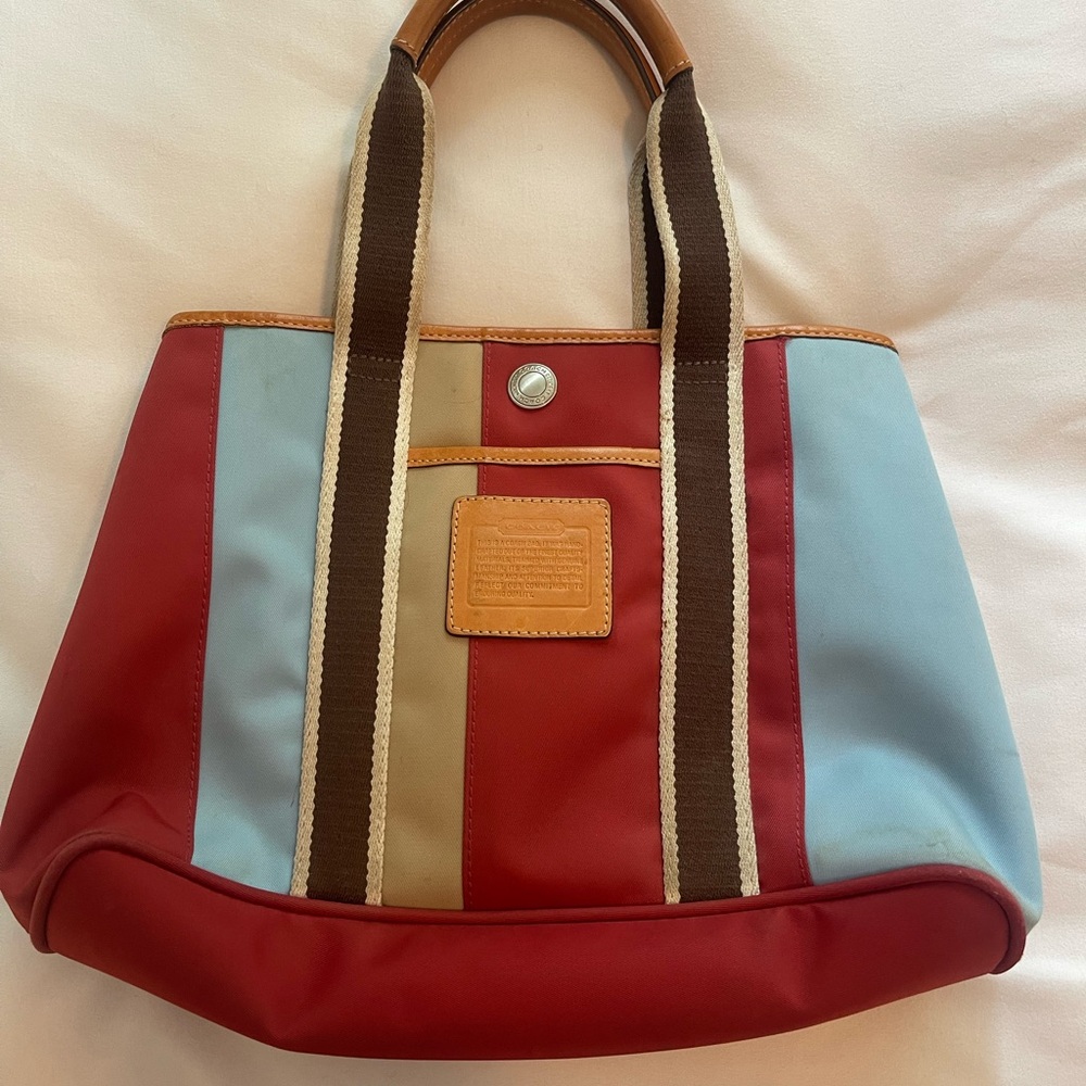 Authentic Vintage Coach Striped Hampton Purse
